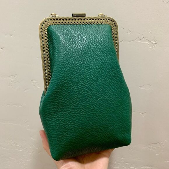 Handsewn Genuine Pebble Leather Push Lock Purse/Clip Pouch/Phone Case/Crossbody - Picture 6 of 14